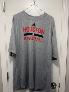 *Adidas Gray Houston Basketball Tee with Red Logo